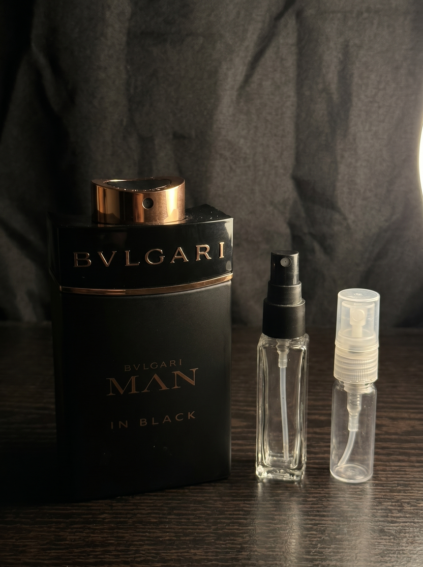 Bvlgari Man in Black EDP with Velmori decant vials